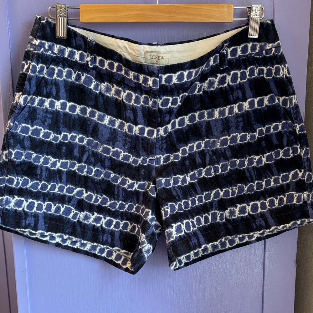 J. Crew Navy Blue White Tie dye Patterned Shorts size 8